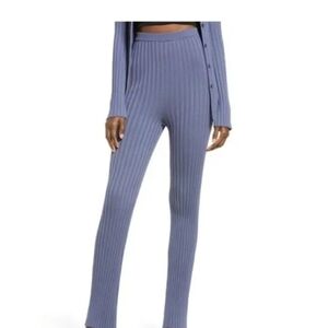 Open Edit Women's Blue Ribbed Knit Pants